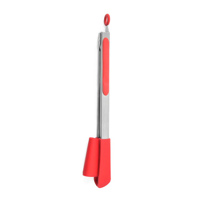 2 in 1 Kitchen Food Clips Non-Stick Universal Spatula Silicone Clips Heat Resistant Stainless Steel Frame for Baking Accessories