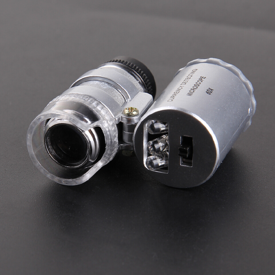 60x Handheld Mini Pocket Microscope Loupe Jeweler Magnifier LED Light Trend