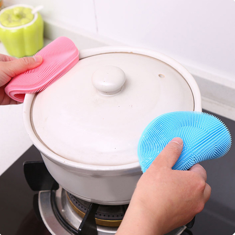 Kitchen Accessories 1PC Silicone Magic Cleaning Brushes Washing Multifunctional Dishwashing Brush Kitchen Household Cleaning Brush Pot Tool Pad Pot Bowl Cleaner Kitchen Gadgets