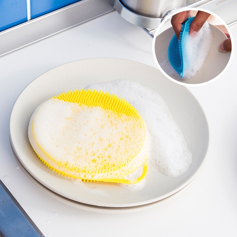 Kitchen Accessories 1PC Silicone Magic Cleaning Brushes Washing Multifunctional Dishwashing Brush Kitchen Household Cleaning Brush Pot Tool Pad Pot Bowl Cleaner Kitchen Gadgets
