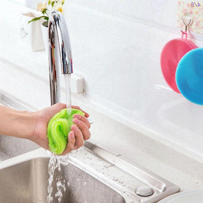 Kitchen Accessories 1PC Silicone Magic Cleaning Brushes Washing Multifunctional Dishwashing Brush Kitchen Household Cleaning Brush Pot Tool Pad Pot Bowl Cleaner Kitchen Gadgets
