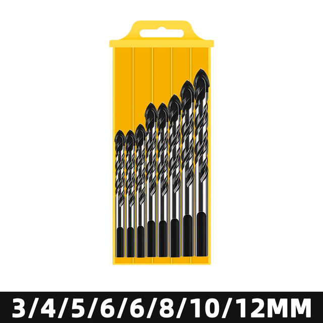 Multifunctional Glass Metal Drill Bit Ceramic Tile Triangle Diamond Drill Set Boxed Concrete Brick Wood Punching Hole Saw Drill