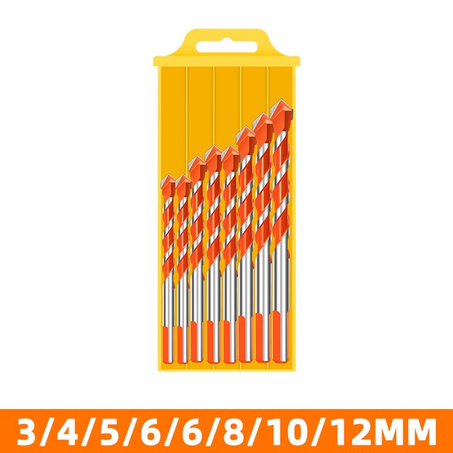 Multifunctional Glass Metal Drill Bit Ceramic Tile Triangle Diamond Drill Set Boxed Concrete Brick Wood Punching Hole Saw Drill