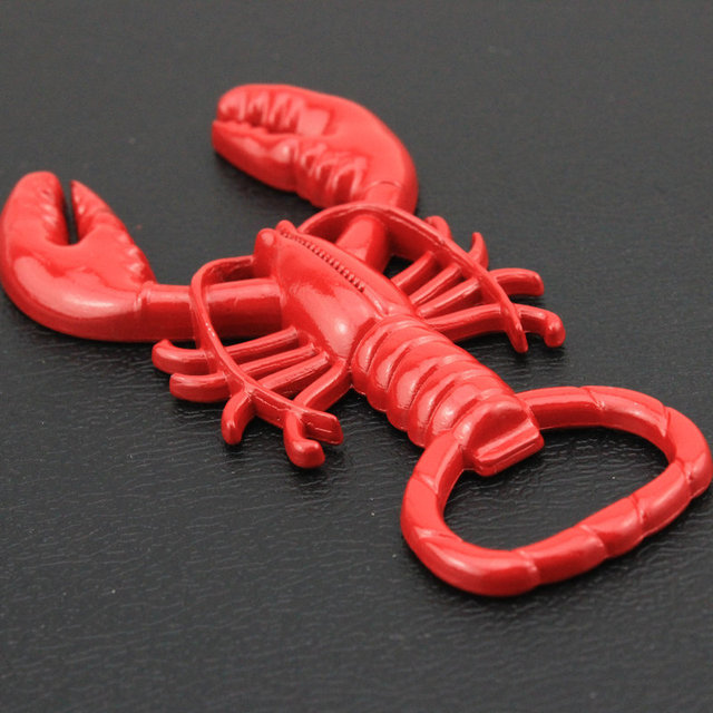 Metal Red Crayfish Beer Wine Bottle Card Bottle Opener Ring Kitchen Tools Accessories Gadgets Supplies Home Supplies Device Sets