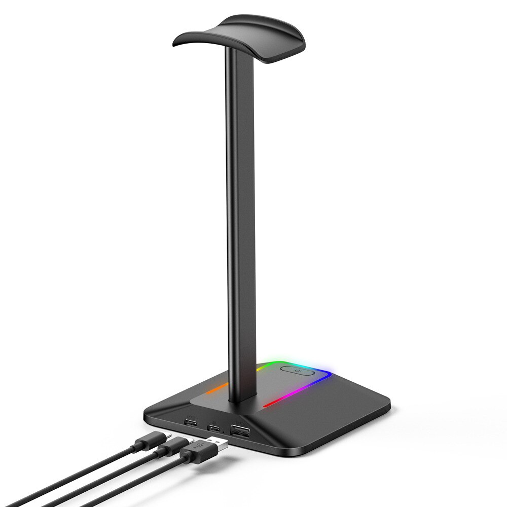 RGB light-emitting electronic contest headphone bracket Headphone Stand with Type-c USB Ports Headphone Holder for All Headsets Gamers Gaming PC Accessories