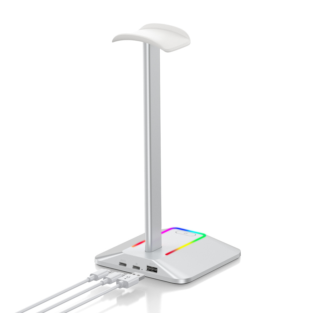 RGB light-emitting electronic contest headphone bracket Headphone Stand with Type-c USB Ports Headphone Holder for All Headsets Gamers Gaming PC Accessories