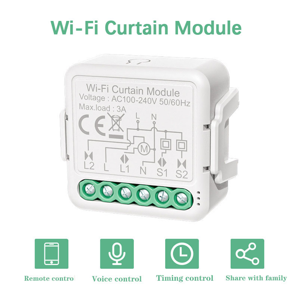 Tuya WiFi Intelligent Curtain Switch Module Intelligent Home Modification Module Mobilephone APP Remotes Control Voice Control