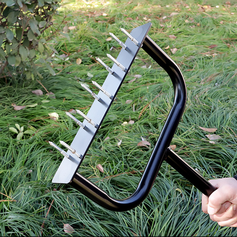 Handheld Standing Type Multi-spike Lawn Soil Scarifier Garden Soil Scarifier Tool Lawn Orchard Manual Gardening Cleaning Tool