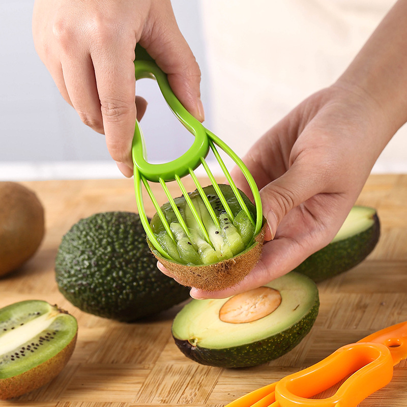 3 In 1 Avocado Slicer Shea Corer Plastic Knife Fruit Peeler Cutter Pulp Separator Kitchen Gadgets Fruit Vegetable Tools