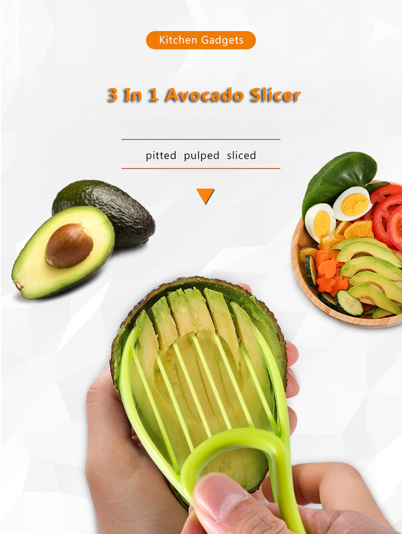 3 In 1 Avocado Slicer Shea Corer Plastic Knife Fruit Peeler Cutter Pulp Separator Kitchen Gadgets Fruit Vegetable Tools