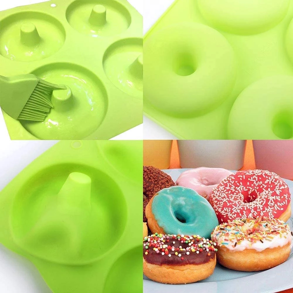 4 Holes Cake Mold 3D Silicone Doughnut Molds Non Stick Bagel Pan Pastry Chocolate Muffins Donuts Maker Kitchen Accessories Tool