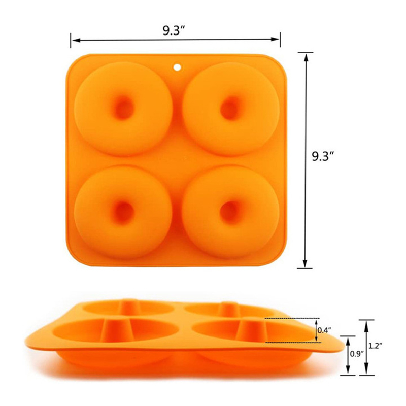 4 Holes Cake Mold 3D Silicone Doughnut Molds Non Stick Bagel Pan Pastry Chocolate Muffins Donuts Maker Kitchen Accessories Tool