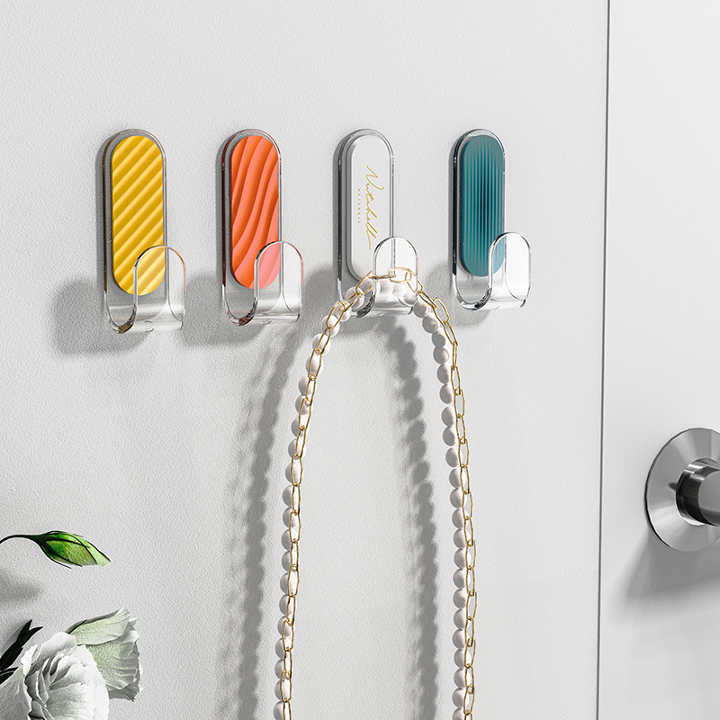4Pcs Colorful Self Adhesive Wall Hooks For Kitchen Bathroom Non-marking Hook Multifunctional Hanging Hooks Home Storage Hooks