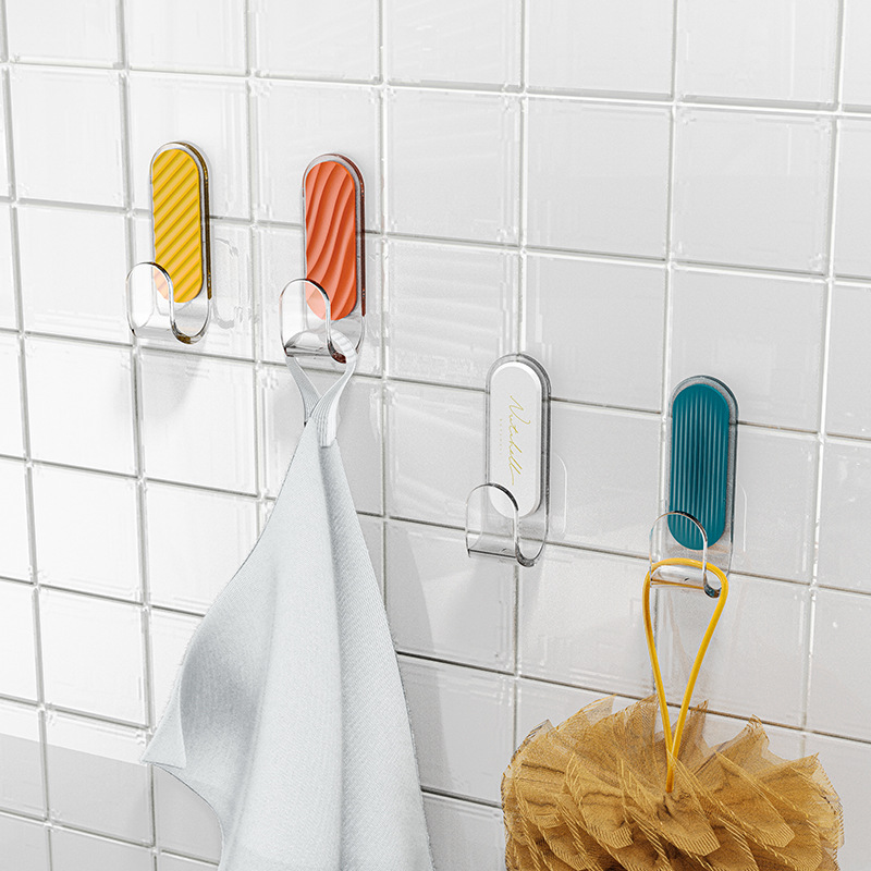 4Pcs Colorful Self Adhesive Wall Hooks For Kitchen Bathroom Non-marking Hook Multifunctional Hanging Hooks Home Storage Hooks
