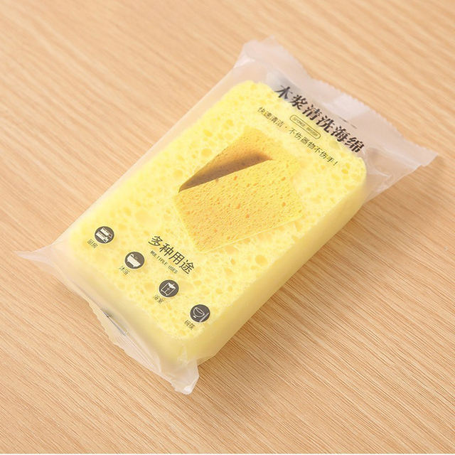 Wood Pulp Sponge Scouring Pad Kitchen Dishwashing Sponge Bathroom Cleaning Tools Dish Cleaner Household Kitchen Gadgets