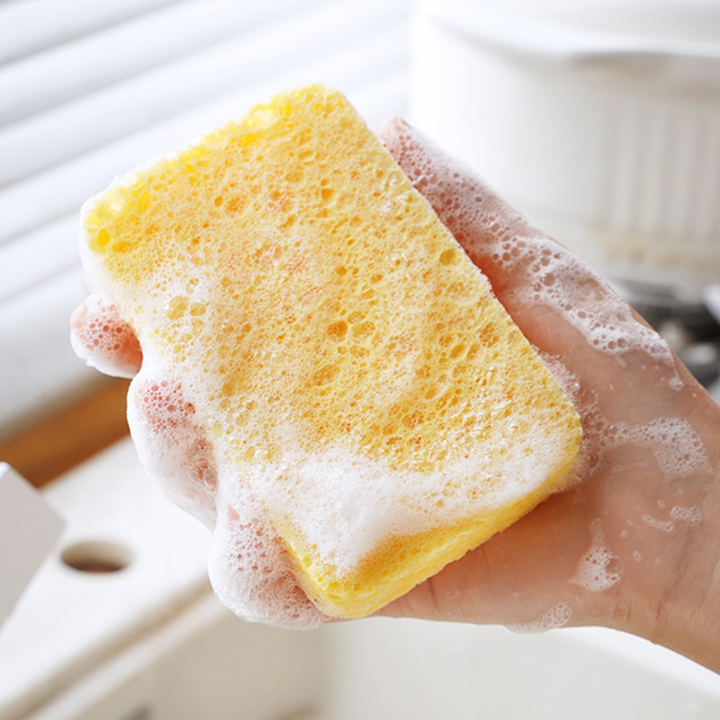 Wood Pulp Sponge Scouring Pad Kitchen Dishwashing Sponge Bathroom Cleaning Tools Dish Cleaner Household Kitchen Gadgets
