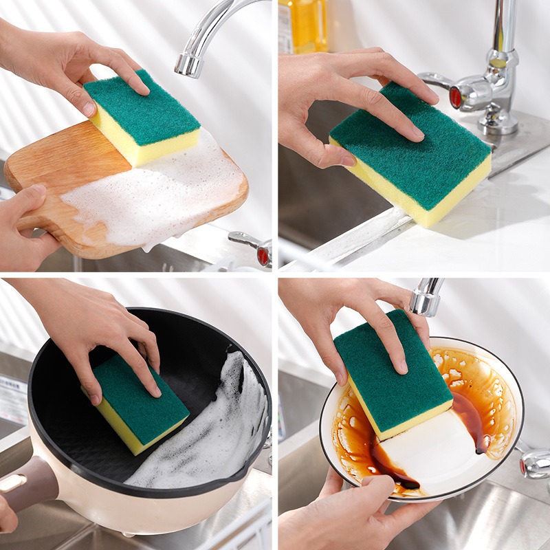 3Pcs Cleaning Sponge Multi Purpose Scouring Pads Non Scratch Cleaning Dishes Utensils Cookware Sponge Kitchen Bathroom