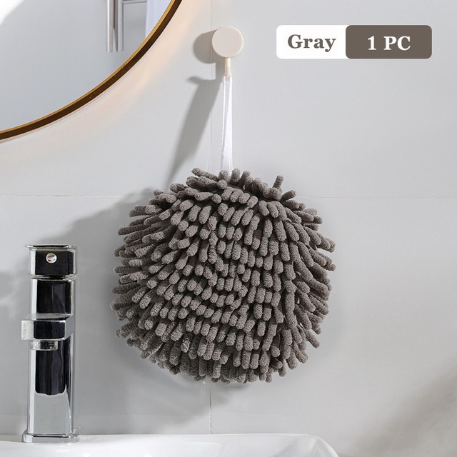 Hanging Hand Towel Ball Quick Dry Chenille Soft Cleaning Household Absorbent Cloth Kitchen Bathroom Microfiber Wipe Hand Towel