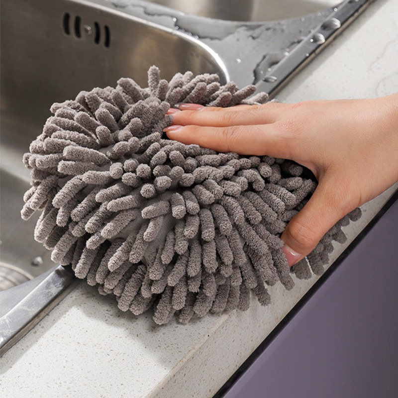 Hanging Hand Towel Ball Quick Dry Chenille Soft Cleaning Household Absorbent Cloth Kitchen Bathroom Microfiber Wipe Hand Towel
