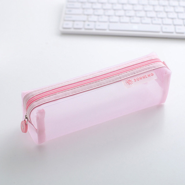Nylon Mesh Pencil Case School PencilCase for Boys Girls Simple Candy Color Large-capacity Pencil Cases Stationery Cosmetic Bag