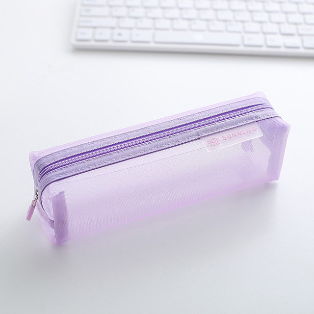 Nylon Mesh Pencil Case School PencilCase for Boys Girls Simple Candy Color Large-capacity Pencil Cases Stationery Cosmetic Bag