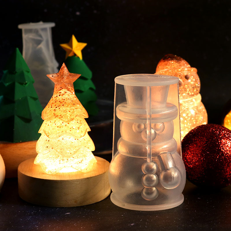 Christmas Tree Shape Silicone Molds Snowman Candle Resin Mold DIY Aromatherapy Soap Mold Fondant Cake Mould Decorations