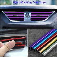10Pcs 20cm Universal  Car Air Conditioner Outlet Decorative U Shape Moulding Trim Strips Decor Car Styling Accessories Interior
