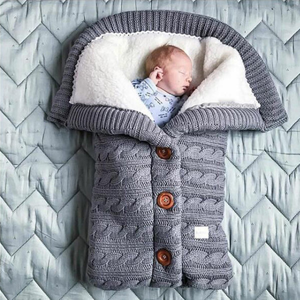Newborn Baby Winter Warm Sleeping Bag Infant Button Knit Swaddle Wrap Swaddling Stroller Wrap Toddler Blanket baby Sleeping Bag