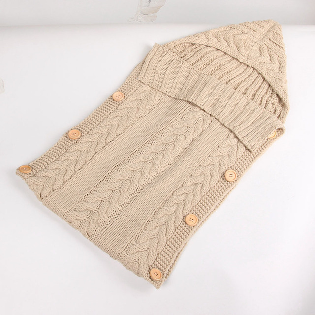 Baby Sleeping Bag Envelope Winter Kids Sleepsack Footmuff For Stroller Knitted Sleep Sack Newborn Swaddle Knit Wool Slaapzak