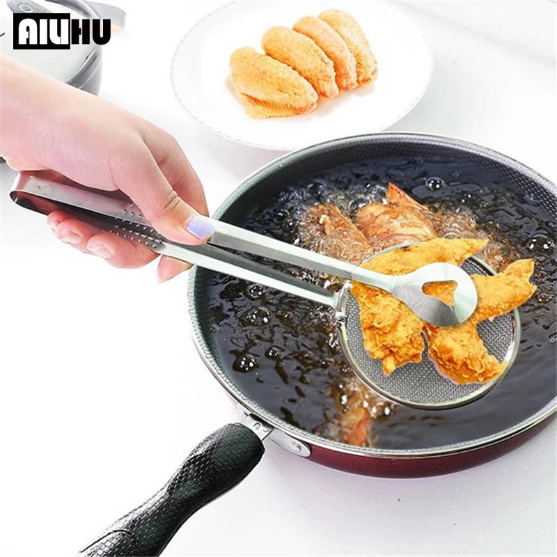 Stainless Steel Fried Filter Clip Sink Kitchen Accessories Cooking Oil-Frying Food Clip Oil Multi-purpose Filter Spoon Colander Tools Kitchen Gadgets