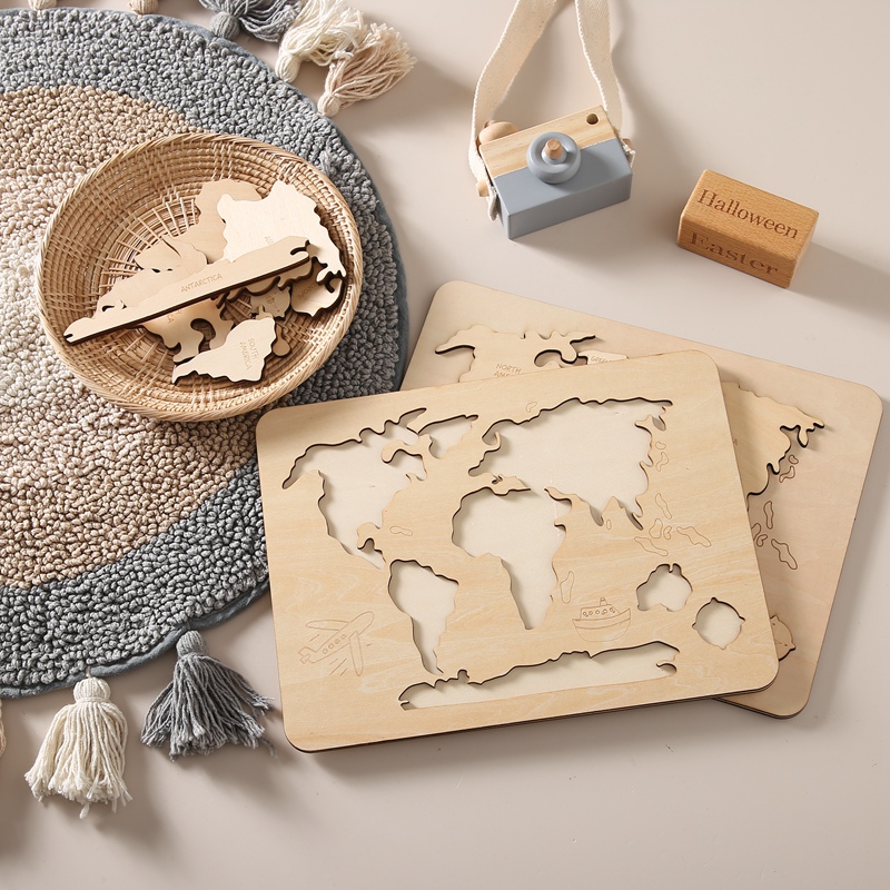 3D Puzzle Continents World Map Puzzle Toys Montessori Educational Baby Toys Cognition Intelligence Puzzle Game For Children Toys