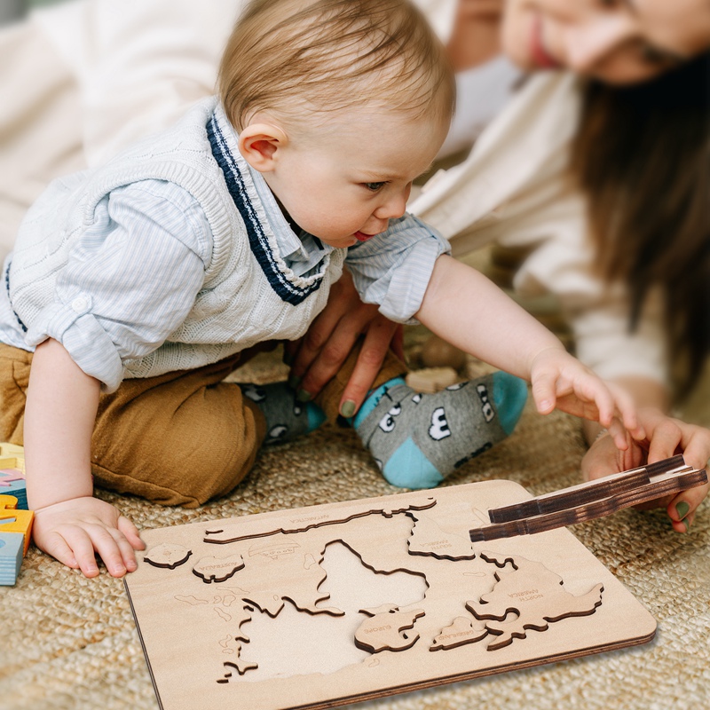 3D Puzzle Continents World Map Puzzle Toys Montessori Educational Baby Toys Cognition Intelligence Puzzle Game For Children Toys