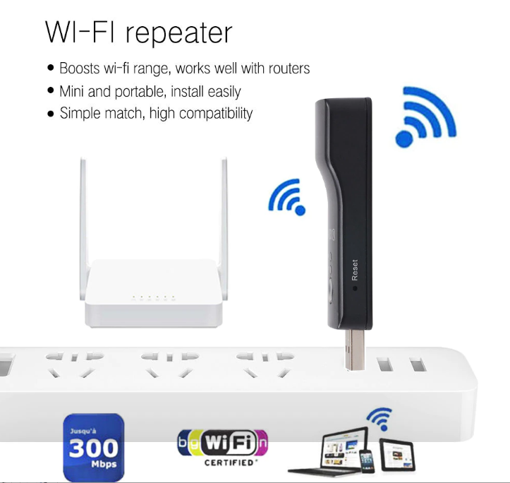 WiFi signal amplifier USB network repeater Universal Wireless TV Network Wifi Adapter WPS 300Mbps Wi-fi Repeater RJ-45 Network Cable For Samsung LG Sony HDTV