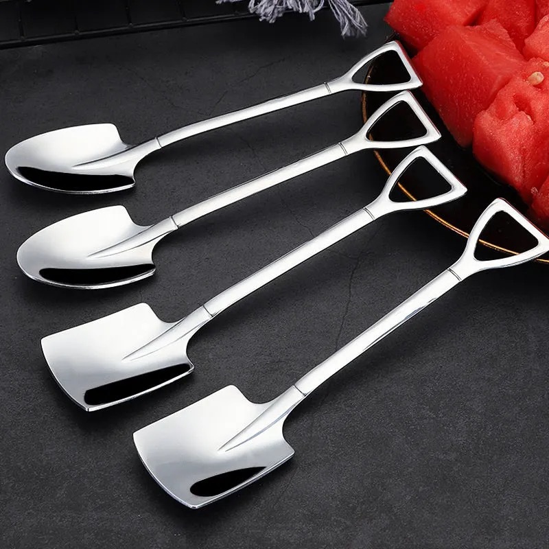 Stainless Steel Shovel Spoon Creative Coffee Spoon For Watermelon Ice Cream Dessert Scoop Kitchen Tableware Cutlery Set