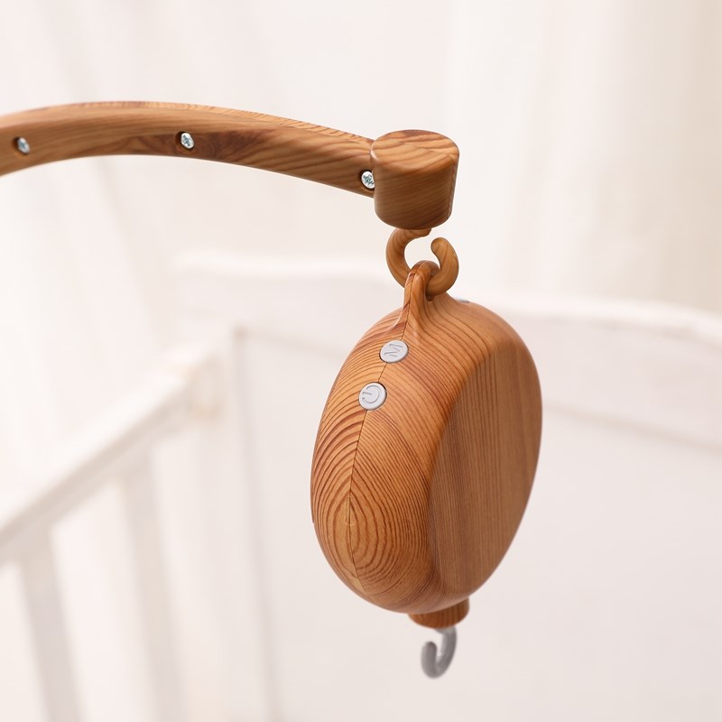 Baby Crib Bed Bell Musical Box Holder Arm Toy foldable Imitation Wood Grain Infant Bed Decoration Toys Baby Bed Toys Educational