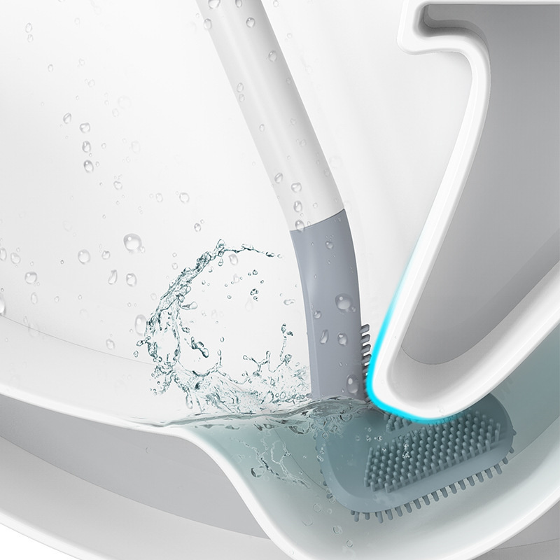 Golf Silicone Toilet Brushes With Holder Set Long Handled Toilet Cleaning Brush Modern Hygienic Bathroom Accessories