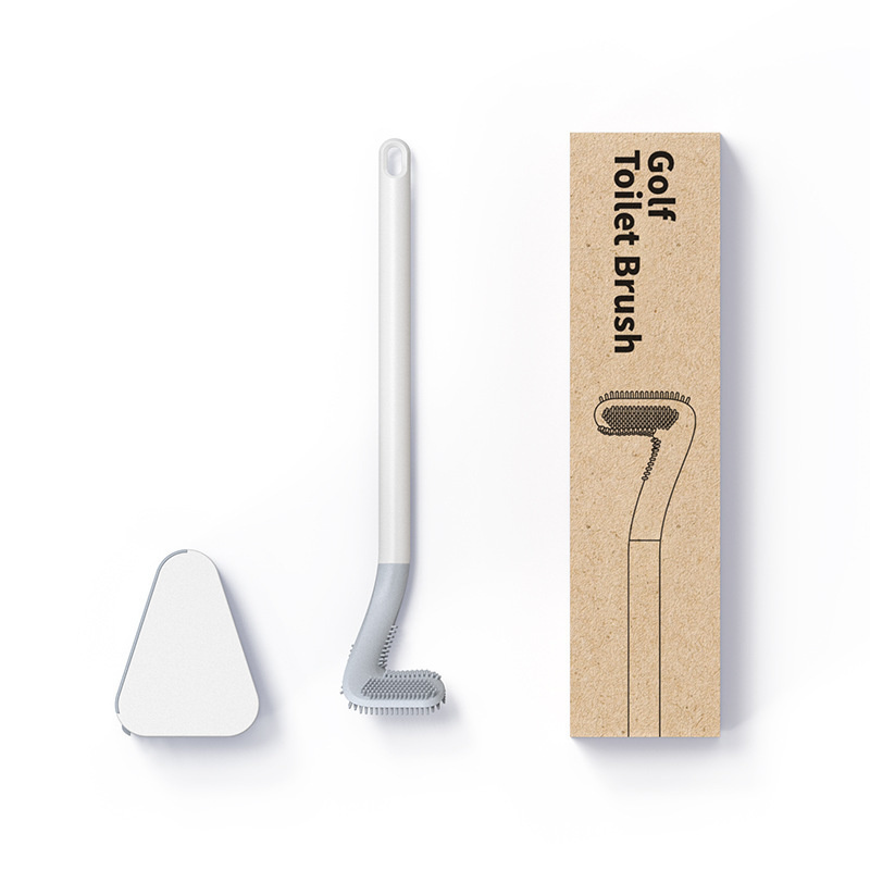 Golf Silicone Toilet Brushes With Holder Set Long Handled Toilet Cleaning Brush Modern Hygienic Bathroom Accessories