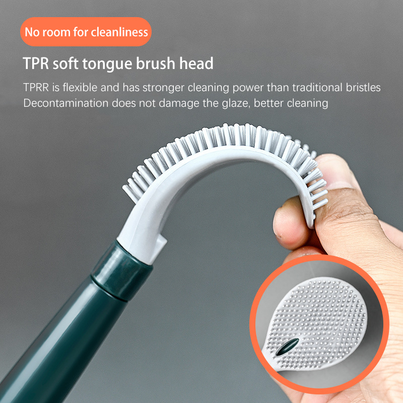 TPR Silicone Toilet Brush Long Handle Refill Toilet Brush Wall-Mount Or Floor-Standing Cleaning Brush Bathroom Accessories