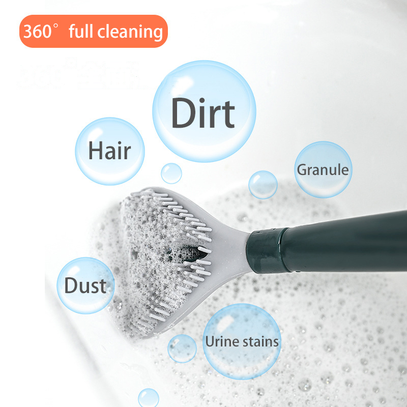 TPR Silicone Toilet Brush Long Handle Refill Toilet Brush Wall-Mount Or Floor-Standing Cleaning Brush Bathroom Accessories