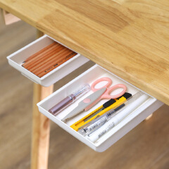 Self Stick Pencil Tray Under Desk Drawer Storage Box Hidden Stationery Organizer For Office Home Storage Organizer