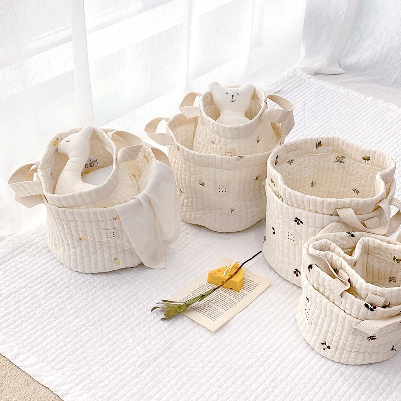 Cute Cartoon Embroidery Bear Flower Baby Nappy Clothing Multi-purpose Storage Bag Newborn Diapers Toys Organizers Bags