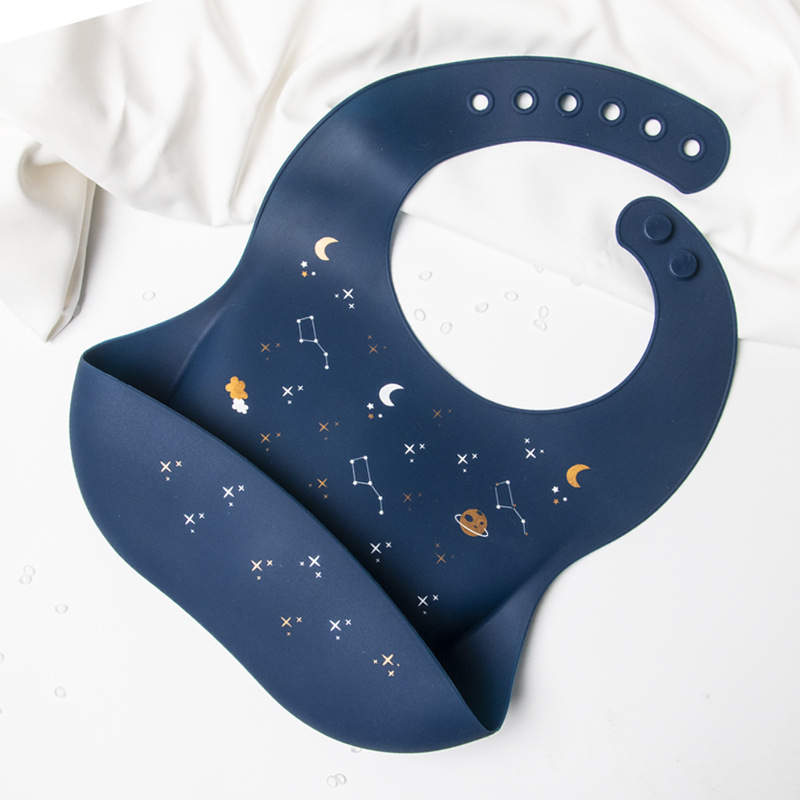 Soft Gilding Constellation Waterproof Silicone Baby Bib Gold Plated Cartoon Girl Boy Adjustable Kids Bib Cute Baby Feeding Stuff