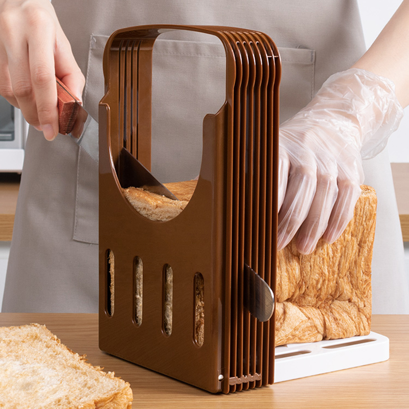 Bread Loaf Toast Bun Cutter Slicer Bakeware Slicing Tool Foldable Loaf Cutter Rack 4 Slice Thicknesses Kitchen Accessories