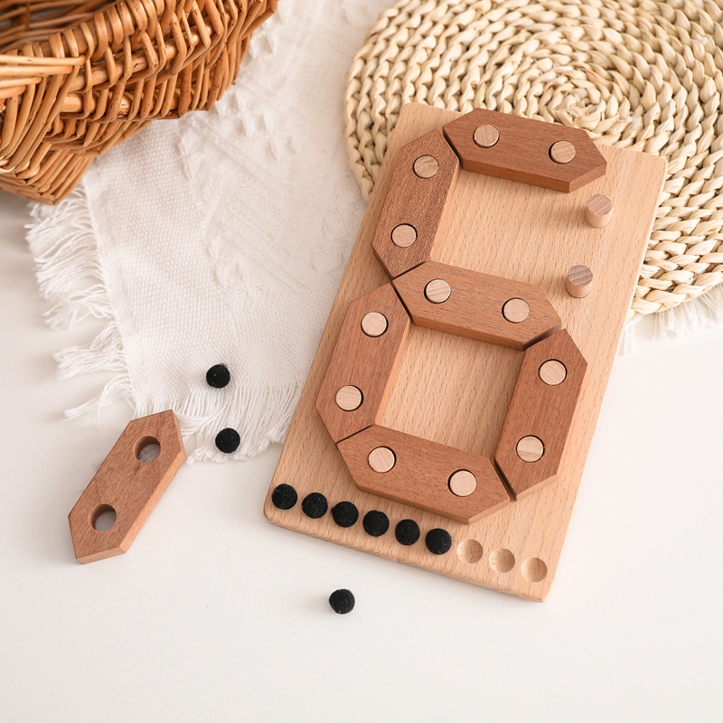 1 Set Baby Toys Creative Wooden Puzzle 0-9 Number Shape Matching 3D Puzzle Board Game Wooden Montessori Toys For Children Gifts