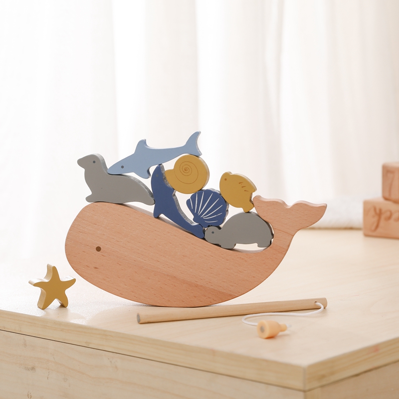 Montessori Wooden Magnetic Fishing Toys Cognition Fish Rod Toy for Baby Cognition Fish Games Education Parent-Child Interactive