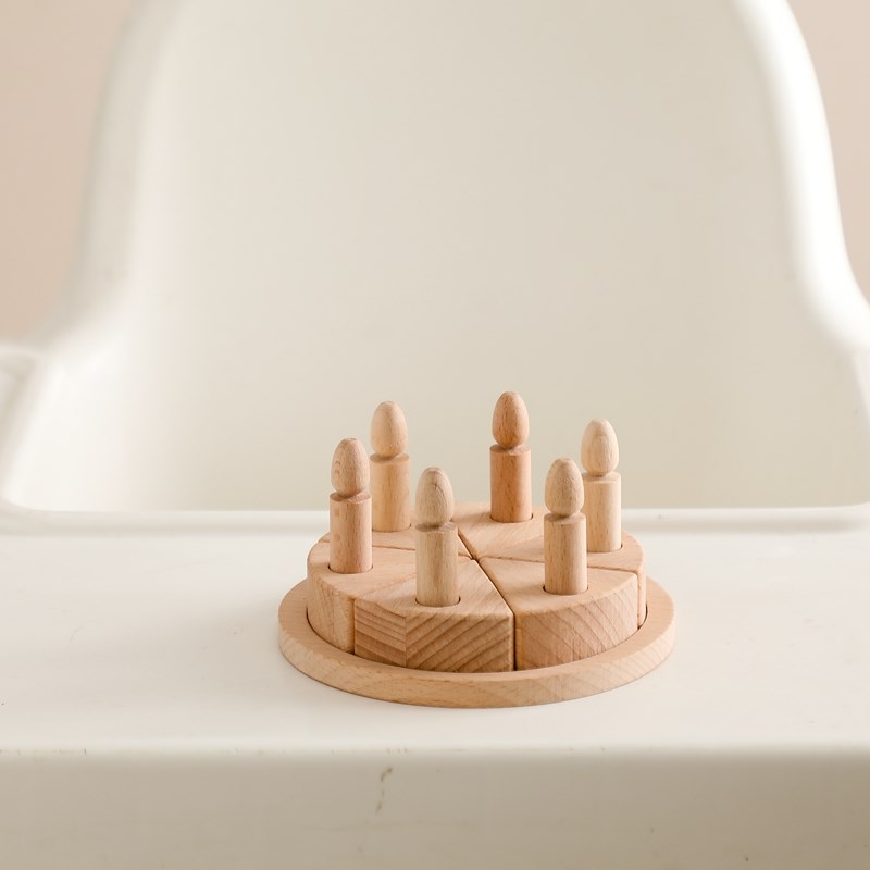 Montessori Baby Wooden Cake Toys for Children Play House Set Wooden Blocks toys for Children Birthday Gifts for Kids Block Toys