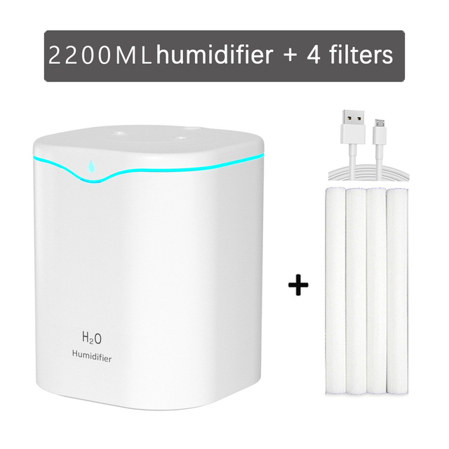 2.2L Air Humidifier USB Double Spray Aromatherapy Machine Large Capacity Fog Maker Essential Oil Difusser Household Humidifiers