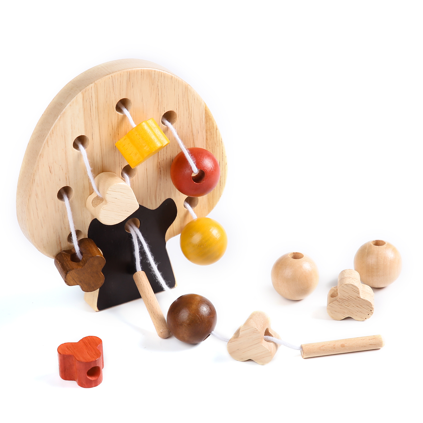 1 Set Children's DIY Wooden Tree Beads Toys Baby Montessori Stringing Beads Early Educational Toys Handmade Toys Gifts For Kids