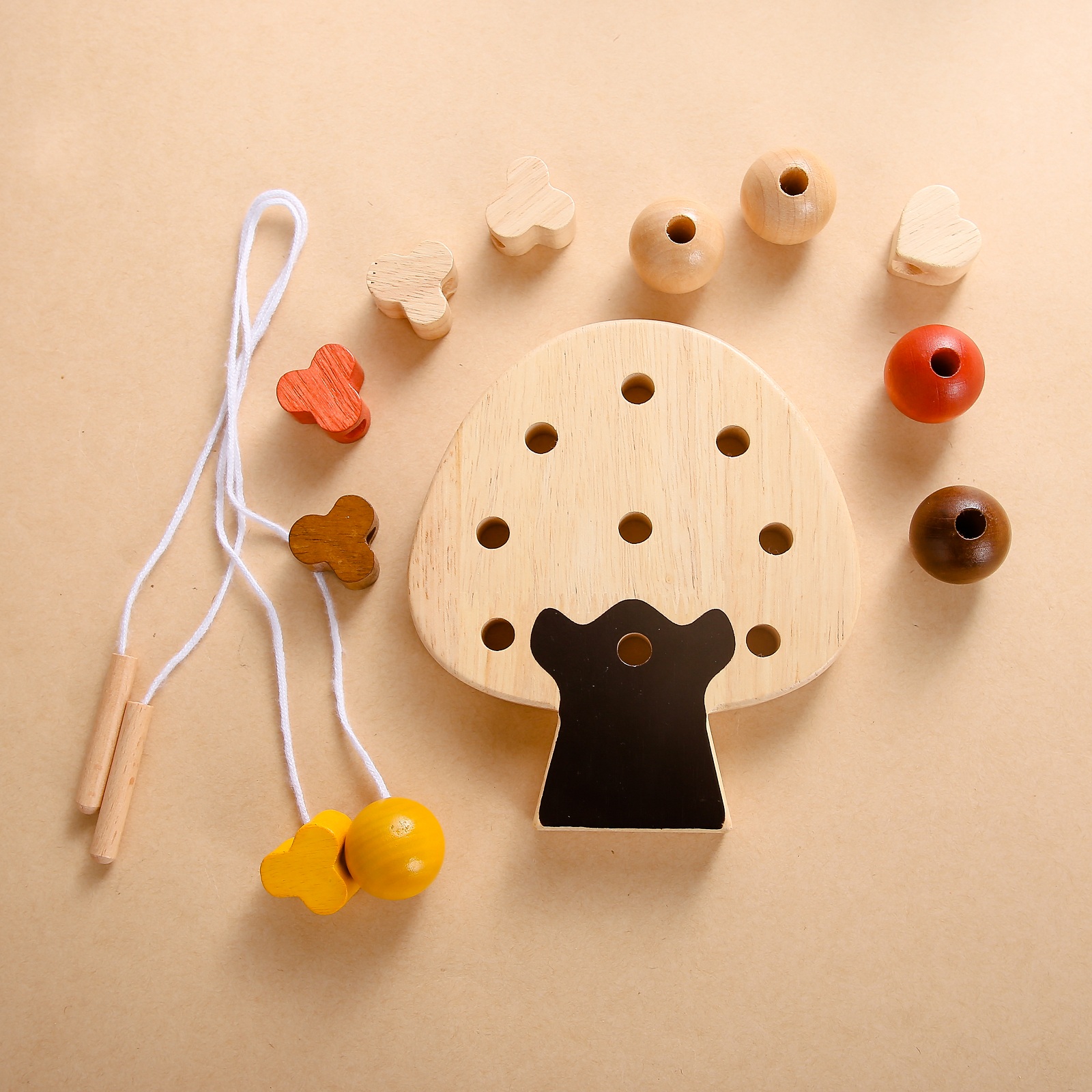 1 Set Children's DIY Wooden Tree Beads Toys Baby Montessori Stringing Beads Early Educational Toys Handmade Toys Gifts For Kids