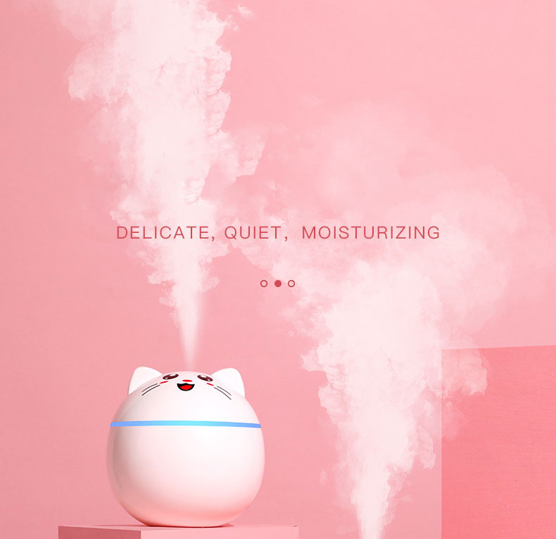Air Humidifier for Home Ultrasonic Car Mist Maker with Colorful Night Cat USB Lamps Nano Mist Sprayer Mini Office Air Purifier